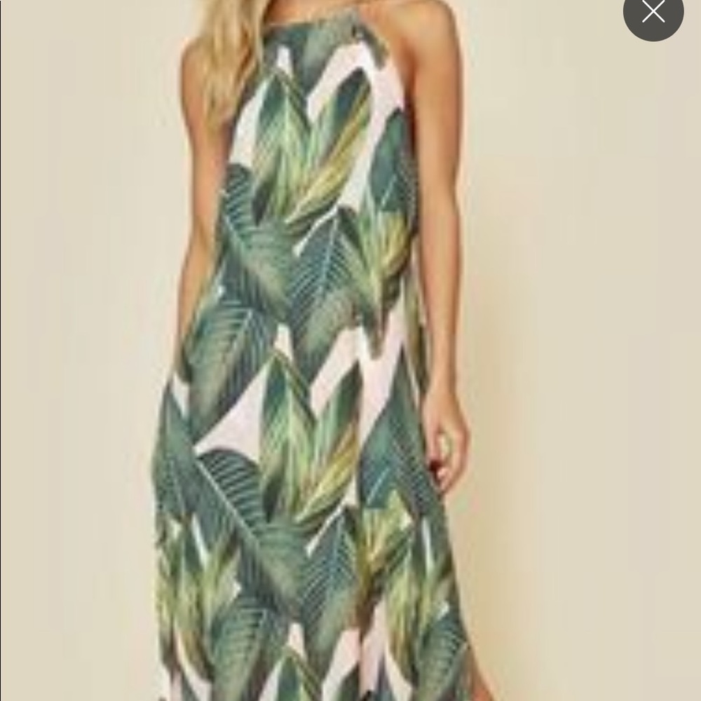 Show Me Your MuMu Green Leaf Print Maxi Dress